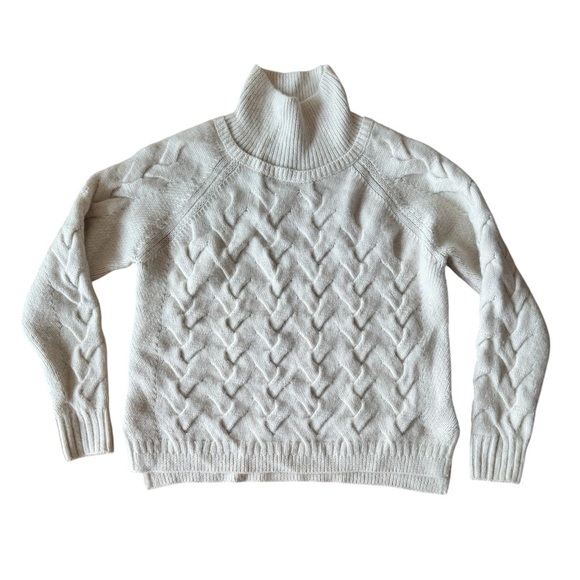 DUFFY Merino Wool Alpaca Cream Turtleneck Sweater Small Cozy Apres Ski Winter - Picture 1 of 6
